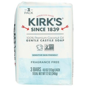 Kirk's Gentle Castile Soap - Fragrance Free 3 - 4 oz Bar. - 1 of 2