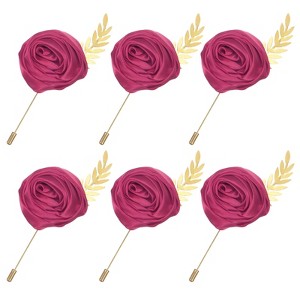 Unique Bargains Wedding Rose Men Suit Boutonnieres Lapel Pins 6 Pcs - 1 of 4