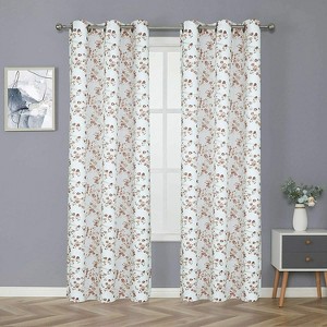 Kate Aurora 2 Pack Shabby Chic Grommet Top Floral Cherry Blossom Curtain Panels - 1 of 3