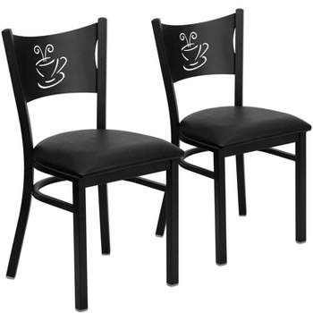 Emma and Oliver 2 Pack Coffee Back Metal Restaurant Chair