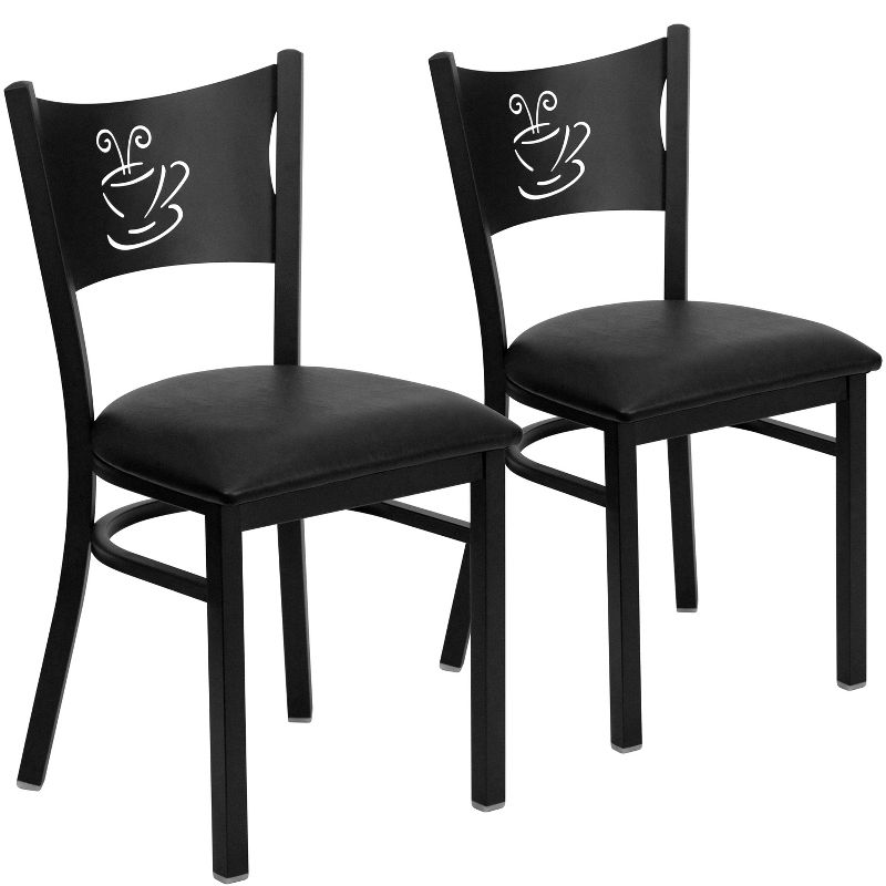 Emma and Oliver 2 Pack Coffee Back Metal Restaurant Chair, 1 of 7