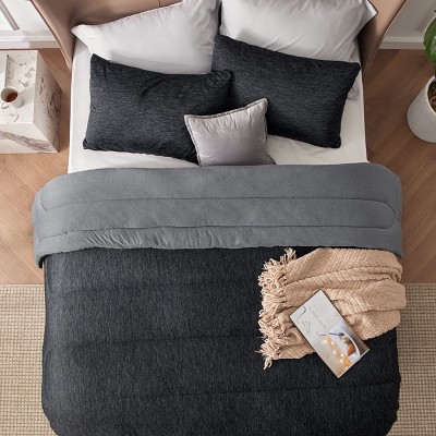 Bedsure 3-Piece Cooling & Warm Reversible Bed Set – Soft & Breathable Bedding for All Seasons, Charcoal Black, King Size (102"x90") — фото 5