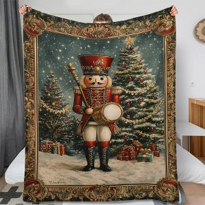 Lomsoe Christmas Nutcracker Print Flannel Blanket - All Seasons Soft and Warm Throw Blanket for Napping, Camping, Travel, Office - 1 of 4
