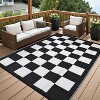 Outdoor Patio Rug Reversible Mats Plastic Straw Rug Waterproof Carpet Modern Plaid Mat for RV Backyard Deck Picnic Beach Camping - 2 of 4