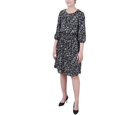 NY Collection Womens Dobby Smocked Sheath Dress