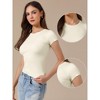 INSPIRE CHIC Women's Crew Collar Casual Office Ribbed Slim Fit Short Sleeves Summer Tops - 2 of 4