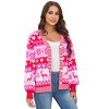 Coolmee Womens Christmas Print Long Sleeve Front Button Down Cardigan Casual Lightweight Sweaters - 2 of 4