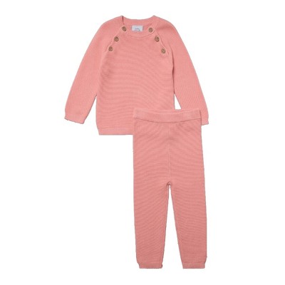 Image of Stellou & Friends 100% Cotton Baby Sweater and Pants Knit Set - 3-6 Months / Rose