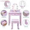 for Age 4-9 Girls' Vanity Table and Chair Set, Kids Makeup Dressing Table w/ Lights & Wood Makeup Playset, Kids Vanity Set w/ Mirror & Drawer - 3 of 4