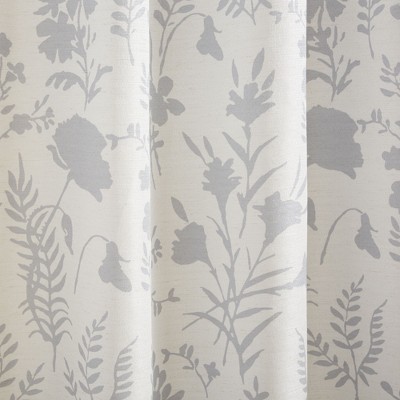 Gray and White Floral Light Filtering Grommet Curtain Panels