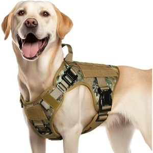 rabbitgoo Tactical Dog Harness Medium Sized, Heavy Duty Pet Harness with Handle, Hunting Walking, Brown Camo, M - 1 of 1