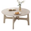39" Wood Round Coffee Table with Stable Frame, Spacious Tabletop, and Easy Maintenance for Living Room - 4 of 4