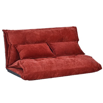 NicBex 43 In PU Leather Folding Sofa Lazy Sofa Convertible into Bed Futon Sofa with 2 Pillows Adjustable Backrest