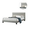 Royal Hampton Modern Platform Queen Size Bed, Square Tufted Upholstery, Light Gray - 3 of 4
