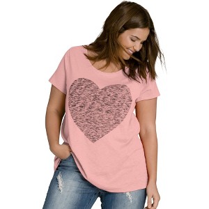 ellos Women's Plus Size Love Graphic Tee - 1 of 4