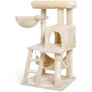 rabbitgoo Cat Tree 39-Inch Multi-Level Indoor Cat House with Large Perch, Scratching Posts & Hammock, Creamy Beige - 1 of 1