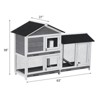 GustoWave 63'' Rabbit Hutch Indoor and Outdoor 2-Story Rabbit Cage with Pull Out Tray 3 Leak-Proof Trays Fir Wood Pet House with Wooden Ramp - 3 of 4