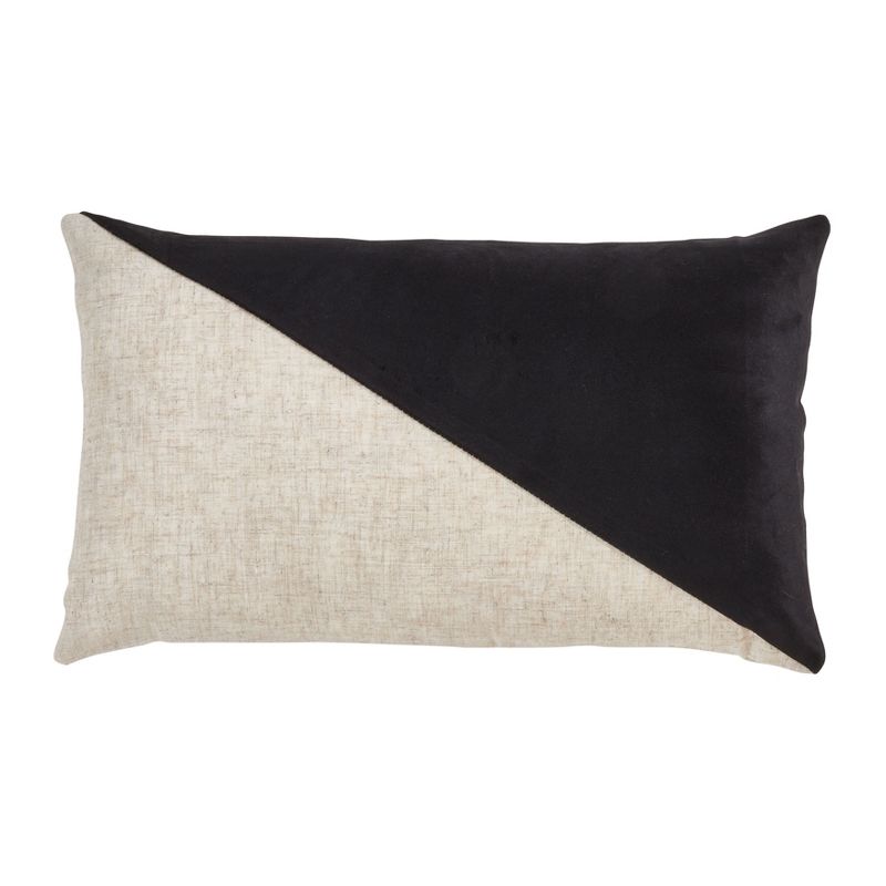 Saro Lifestyle Down-Filled Lumbar Throw Pillow With Geometric Velvet Design, 1 of 4