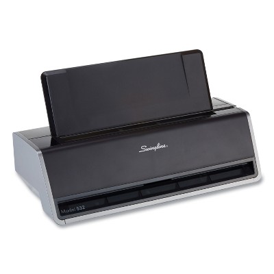 Swingline 28-Sheet Commercial Electric Two-Hole Punch Fixed 1/4-Inch Holes Black/Silver 74532