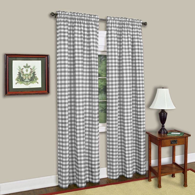 Buffalo Check Gingham Kitchen Window Curtains Single Panel by Sweet Home Collection™, 1 of 3