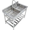33 x 18 x 30 in Stainless Steel Utility Sink, Drop-In or Freestanding Single Bowl with Hot/Cold Water Inlets, for Kitchen/Laundry/Garage/Restaurant - 2 of 4