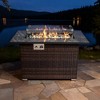 44" Propane Gas Fire Pit Table, 50000 BTU Rectangular Fire Pit, Tile Tabletop with Beautiful Wicker Base for Outside Patio Deck Garden Courtyard-Brown - 3 of 4