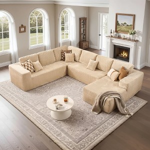 XIZZI Modular Sectional Sofa Couch, L/U-Shape Upholstered Couch, Modern Minimalist Couches for Living Room, Free Combination Deep Seat Corner Couch - 1 of 4