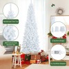 Tangkula 7 FT Pencil Pre-lit Christmas Tree, White Artificial Christmas Tree w/300 LED Lights & 8 Lighting Modes for Festival Decoration - 3 of 4