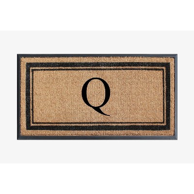 A1HC Natural Rubber Coir Outdoor Doormat 24x48 Monogrammed Anti-Shed Treated Durable Front Door Mat