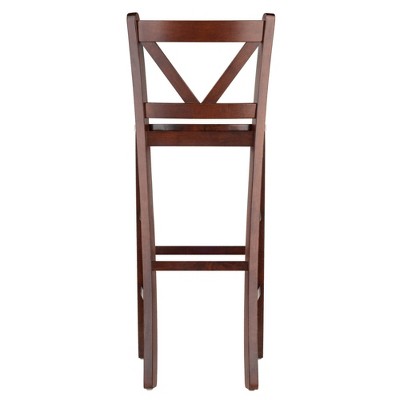 Elegant Walnut Finish V-Back Bar Stool Set, 30" Height