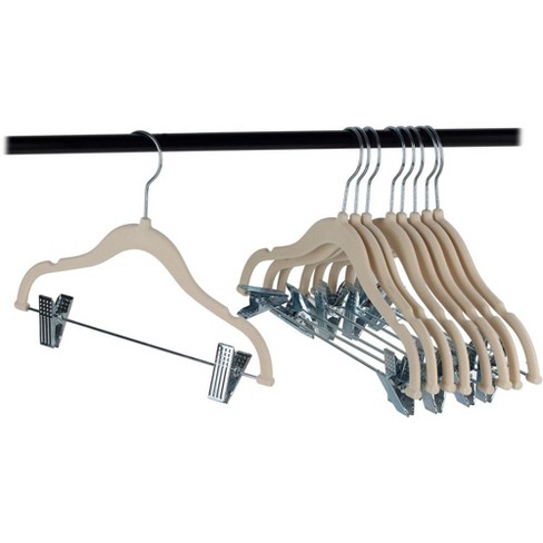 Ultra Thin No Slip Home-it 10 Pack Clothes Hangers with clips Clothes Hanger pants hangers IVORY Velvet Hangers for skirt hangers 