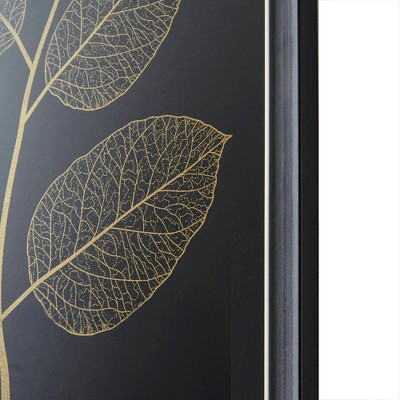 Gilded Nature Gold Metallic Leaf Glass Framed Wall Art Set