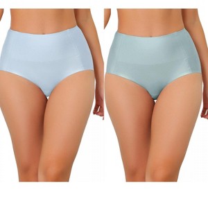 Allegra K Women's Tummy Control Unlined High-Waisted Breathable Hipster Underwear 2 Packs - 1 of 4