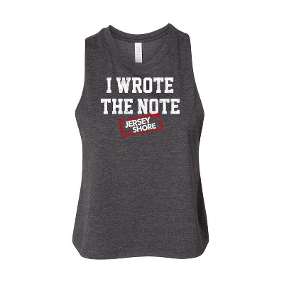Women's Jersey Shore I Wrote The Note Graphic Racerback Tank - Heather Charcoal - Small