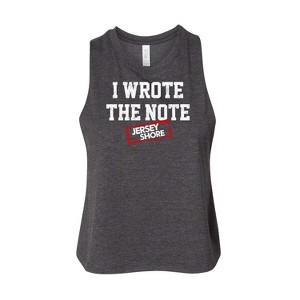 Women's Jersey Shore I Wrote The Note Graphic Racerback Tank - Heather Charcoal - Small - 1 of 2