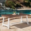 VYNXARIA Outdoor Dark Brown Sandblast Finish Acacia Wood Dining Table with White Rustic Metal Finish Frame - 2 of 4