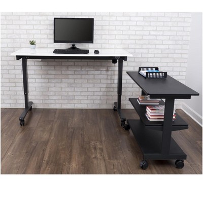Black Rolling 3-Shelf Desk Organizer with Drawer