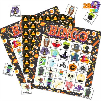 SYNCFUN 28 Players Halloween Bingo Cards Set, Halloween Bingo Game for School Classroom Family Group Activities, Halloween Party Supplies Kids Games