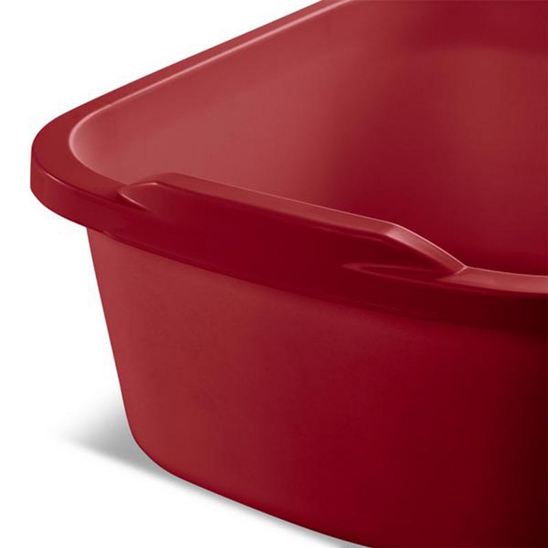 Sterilite Convenient Extra Large Heavy Duty Multi-Functional Home 12 Quart Standard Sink Dish Washing Plastic Storage Pan, Red (16 Pack), 4 of 7