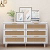 KWPZQEB Rattan Dresser for Bedroom, 6 Drawer Wood Boho Dresser Storage with Metal Handle, Chest of Drawers for Living Room, Hallway - 2 of 4