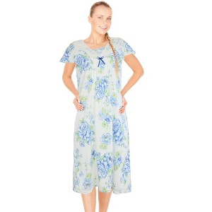 JEFFRICO Womens Nightgowns Short Sleeve Sleepwear Soft Pajama Dress Nightshirts - 1 of 4