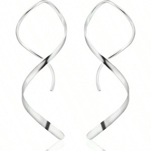Spiral Threader Earrings, Sterling Silver Gold Hypoallergenic Dangle Drop for Women - 1 of 4