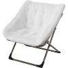 Foldable Dish Saucer Chair -  Rabbit Fur Comfy Lounge Chair with Metal Frame for Kids, Teens & Adults - Cozy Indoor Lazy Sofa - 2 of 4