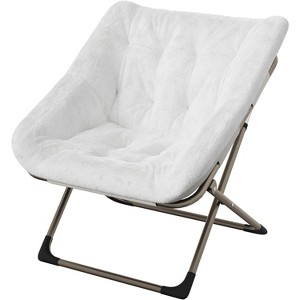 Sleek Folding Chair with Plush Faux Fur, Multi-Functional Lounge Armchair for Bedroom, Living Room, Compact & Portable Design - 1 of 4