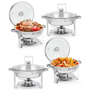 Chafing Dish Buffet Set 5 QT, Stainless Steel Round Chafing Dishes for Buffet With Lid Holder & Glass Lid, for Parties,Dinner - 1 of 4
