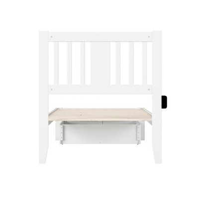 Tahoe Twin Mission White Wood Bed with Storage Drawer & USB Charger