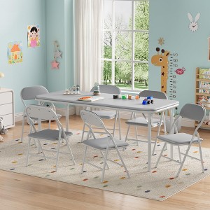 7-Piece Kids Folding Table and Chairs Set, Toddlers Children's Activity Table and Chairs Set for Dining Room,Daycare,Classrooms - 1 of 4