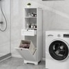 Okak Storage Cabinet with One-Drawer and Spen Shelf, Tilt-Out Laundry Sorter Cabinet for Bathroom, Living Room, White - 2 of 4