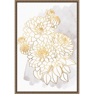 Amanti Art Dahlia bouquet in gold and grey by Rosana Laiz Blursbyai Canvas Wall Art Print Framed 16 x 23-in. - 1 of 4