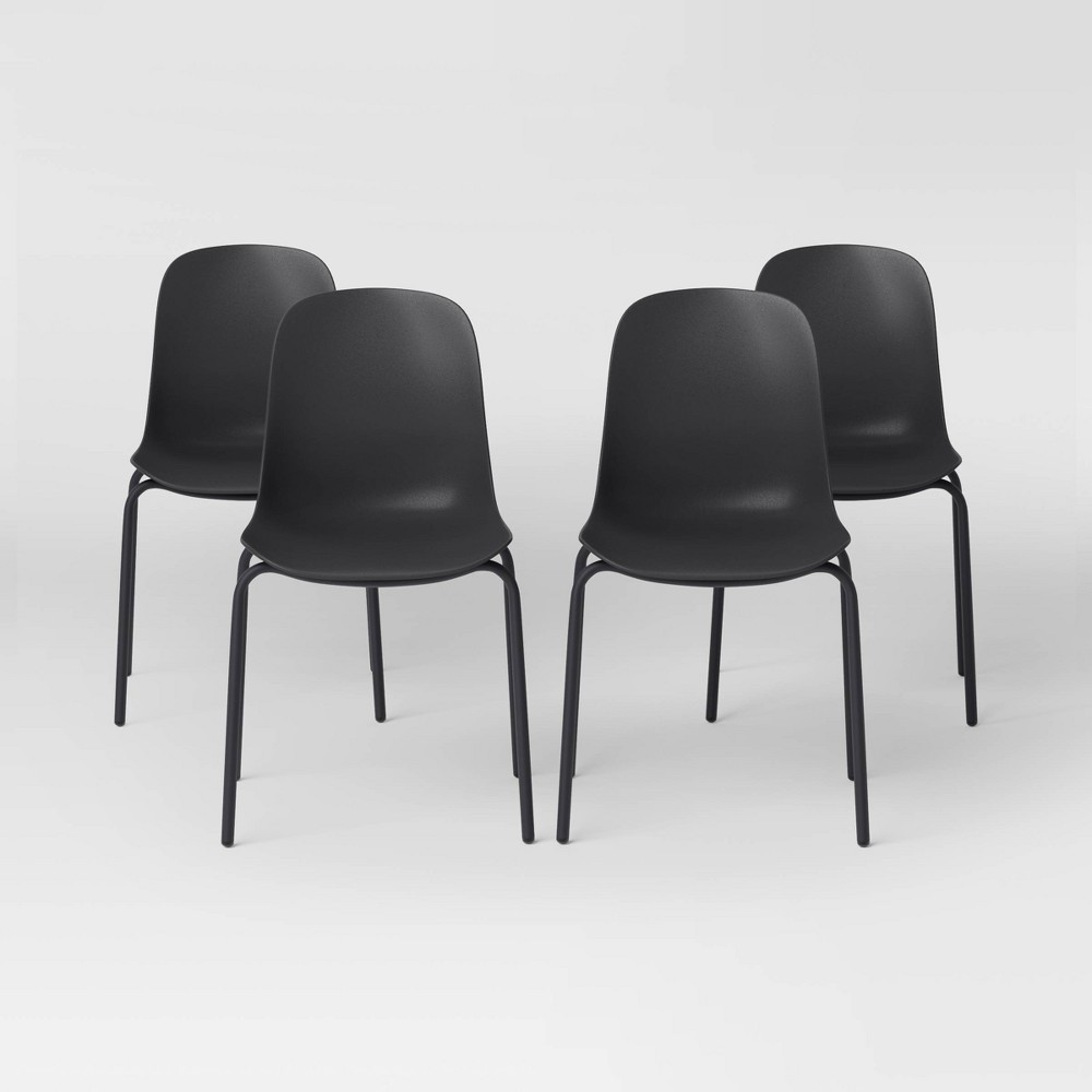4pk Dining Chairs Black - Room Essentials™: Metal Frame, Armless, Powder-Coated Finish